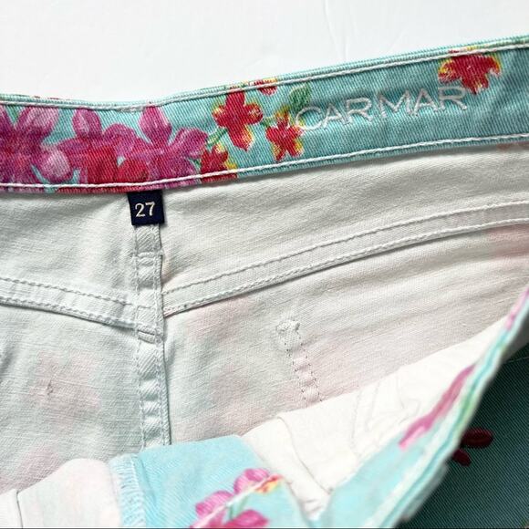 LF Carmar Festival Shorts Size 27 Floral Cheeky Distressed Teal Pink - Picture 3 of 13